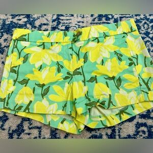 J.Crew Floral Shorts – Size 8 – Green & Yellow – Stretch Cotton